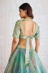 Buy_Shyam Narayan Prasad_Green Organza, Brocade Zari, Embroidery, Gota Patti, Geometric Woven Lehenga Set _Online_at_Aza_Fashions