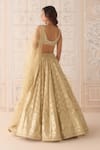 Shop_Shyam Narayan Prasad_Gold Brocade, Organza Zari, Embroidery, Beads, Sequins Chevron Woven Lehenga Set _at_Aza_Fashions