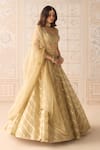 Shop_Shyam Narayan Prasad_Gold Tissue, Organza, Brocade Zari, Embroidery, Chevron Pattern Lehenga Set _Online_at_Aza_Fashions