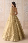 Shop_Shyam Narayan Prasad_Gold Organza, Brocade, Tissue Embroidery, Zari, Beads, Zig Zag Woven Lehenga Set _at_Aza_Fashions
