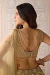 Shyam Narayan Prasad_Gold Organza, Brocade, Tissue Embroidery, Zari, Beads, Zig Zag Woven Lehenga Set _at_Aza_Fashions