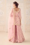 Shop_Shyam Narayan Prasad_Pink Brocade, Organza, Tissue Zari, Sequins, Embroidery Scoop Kurta Sharara Set _at_Aza_Fashions
