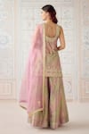 Shop_Shyam Narayan Prasad_Pink Brocade, Organza, Tissue Embroidery, Zari Scoop Neck Kurta Set _at_Aza_Fashions