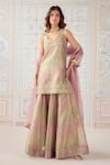 Buy_Shyam Narayan Prasad_Pink Brocade, Organza, Tissue Embroidery, Zari Scoop Neck Kurta Set _at_Aza_Fashions