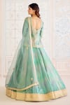 Shop_Shyam Narayan Prasad_Green Tissue, Organza, Brocade Embroidery, Zari, Sequins Round Kurta Lehenga Set _at_Aza_Fashions