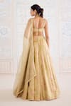 Shop_Shyam Narayan Prasad_Gold Brocade, Organza Embroidery, Zari Sweetheart Neck Floral Woven Lehenga Set _at_Aza_Fashions