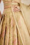 Shop_Shyam Narayan Prasad_Gold Brocade, Organza Embroidery, Zari Sweetheart Neck Floral Woven Lehenga Set _Online_at_Aza_Fashions