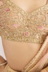 Shyam Narayan Prasad_Gold Brocade, Tissue, Cotton Satin Zari, Embroidery, Printed Saree With Blouse _Online