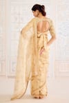 Shop_Shyam Narayan Prasad_Gold Tissue, Brocade, Cotton Satin Zari, Block Print Saree With Blouse _at_Aza_Fashions