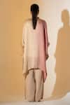 Shop_K-Anshika_Pink Satin Beads Round Neck Ombre Kaftan And Pant Set _at_Aza_Fashions