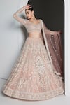 Opus Atelier_Pink Net, Satin, Tulle Embroidery, Beads, Sequins Pearl Freya Lehenga Set _Online_at_Aza_Fashions