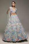 Opus Atelier_Multi Color Net, Tulle Embroidery, Sequins, Beads Powder Blue Lehenga Set _Online_at_Aza_Fashions