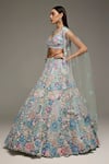 Opus Atelier_Multi Color Net, Tulle Embroidery, Sequins, Beads Powder Blue Lehenga Set _at_Aza_Fashions