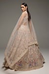 Shop_Opus Atelier_Beige Tulle, Satin Embroidery, Sequins, Beads, Metallic Alison Lehenga Set _at_Aza_Fashions