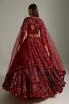 Shop_Opus Atelier_Red Net, Satin, Tulle Sequins, Embroidery, Beads, Lilith Bridal Lehenga Set _at_Aza_Fashions