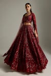 Buy_Opus Atelier_Red Net, Satin, Tulle Sequins, Embroidery, Beads, Lilith Bridal Lehenga Set _Online_at_Aza_Fashions