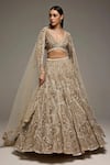Buy_Opus Atelier_Gold Net, Tulle Sequins, Beads, Soft Champagne Oriane Bridal Lehenga Set _at_Aza_Fashions