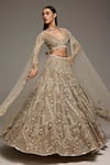 Shop_Opus Atelier_Gold Net, Tulle Sequins, Beads, Soft Champagne Oriane Bridal Lehenga Set _Online_at_Aza_Fashions