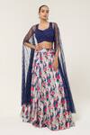 Buy_Libas Cafe by Nidhi & Ashish_Multi Color Crepe, Net Beads, Hand Embroidered Blouse And Printed Lehenga Set _at_Aza_Fashions