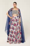 Buy Libas Cafe by Nidhi & Ashish Navy Organza, Crepe Beads, Embroidery Bandeau Blouse And Printed Sharara Cape Set at Aza Fashions Buy_Libas Cafe by Nidhi & Ashish_Navy Organza, Crepe Beads, Embroidery Bandeau Blouse And Printed Sharara Cape Set _at_Aza_Fashions