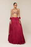 Buy Libas Cafe by Nidhi & Ashish Wine Crepe, Net Embroidery, Tassels Sculpted Blouse And Gathered Lehenga Set at Aza Fashions Buy_Libas Cafe by Nidhi & Ashish_Wine Crepe, Net Embroidery, Tassels Sculpted Blouse And Gathered Lehenga Set _at_Aza_Fashions