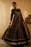 Shop Libas Cafe by Nidhi & Ashish Black Silk, Organza Embroidery, Sequins, Zari Banarasi Anarkali And Dupatta Set at Aza Fashions Shop_Libas Cafe by Nidhi & Ashish_Black Silk, Organza Embroidery, Sequins, Zari Banarasi Anarkali And Dupatta Set _at_Aza_Fashions