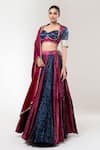 Buy_Libas Cafe by Nidhi & Ashish_Blue Crepe Sequins, Embroidery, Gota Patti, Zari Sweetheart Hand Lehenga Set _at_Aza_Fashions