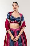 Libas Cafe by Nidhi & Ashish_Blue Crepe Sequins, Embroidery, Gota Patti, Zari Sweetheart Hand Lehenga Set _Online_at_Aza_Fashions
