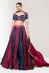 Shop_Libas Cafe by Nidhi & Ashish_Blue Crepe Sequins, Embroidery, Gota Patti, Zari Sweetheart Hand Lehenga Set _at_Aza_Fashions