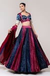 Buy_Libas Cafe by Nidhi & Ashish_Blue Crepe Sequins, Embroidery, Gota Patti, Zari Sweetheart Hand Lehenga Set _Online_at_Aza_Fashions