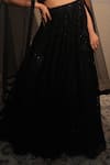 Libas Cafe by Nidhi & Ashish_Black Net Embroidery, Sequins Halter Neck Floral Hand Lehenga Set _Online_at_Aza_Fashions
