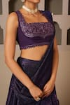 Libas Cafe by Nidhi & Ashish_Purple Lycra, Crepe Metallic Thread, Embroidery, Zari Shimmer Hand Lehenga Set _Online_at_Aza_Fashions