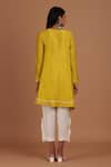Shop_Sandhya Shah_Yellow Chanderi Ruffles V-neck The Rising Sun Tunic With Pant _at_Aza_Fashions