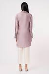 Shop_Sandhya Shah_Lilac Chanderi Embroidery Collared Flame Shirt Tunic And Pant Set _at_Aza_Fashions