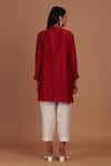 Shop_Sandhya Shah_Red Chanderi Mirrors, Beads Mandarin Collar Embroidered Tunic With Pant _at_Aza_Fashions