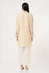 Shop_Sandhya Shah_Beige Chanderi Zari, Embroidery Collared Pleated Tunic With Pant _at_Aza_Fashions