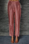 Sandhya Shah_Peach Chanderi Mirrors Mandarin Collar Leather Work Tunic With Pant _Online_at_Aza_Fashions