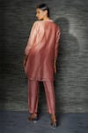 Shop_Sandhya Shah_Peach Chanderi Mirrors Mandarin Collar Leather Work Tunic With Pant _at_Aza_Fashions