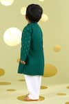 Shop_Vivedkids_Green Cotton Mirrors, Embroidery Bird Kurta And Pant Set _at_Aza_Fashions