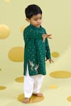 Buy_Vivedkids_Green Cotton Mirrors, Embroidery Bird Kurta And Pant Set _Online_at_Aza_Fashions