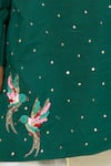 Vivedkids_Green Cotton Mirrors, Embroidery Bird Kurta And Pant Set _at_Aza_Fashions