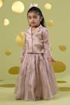 Buy_Vivedkids_Ivory Tissue Embroidery, Sequins Bird Shirt And Skirt Set _at_Aza_Fashions