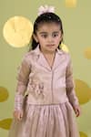 Vivedkids_Ivory Tissue Embroidery, Sequins Bird Shirt And Skirt Set _Online_at_Aza_Fashions