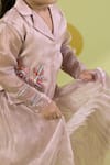Shop_Vivedkids_Ivory Tissue Embroidery, Sequins Bird Shirt And Skirt Set _Online_at_Aza_Fashions
