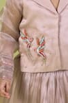 Vivedkids_Ivory Tissue Embroidery, Sequins Bird Shirt And Skirt Set _at_Aza_Fashions