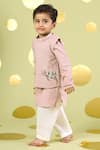Buy_Vivedkids_Peach Cotton Embroidery, Mirrors Bird Bundi And Kurta Set _Online_at_Aza_Fashions