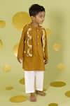 Buy_Vivedkids_Yellow Cotton Gota Patti Bundi Kurta Set _at_Aza_Fashions