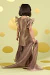 Shop_Vivedkids_Gold Tissue Embroidery, Sequins Lotus Kurta Sharara Set _at_Aza_Fashions