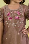 Shop_Vivedkids_Gold Tissue Embroidery, Sequins Lotus Kurta Sharara Set _Online_at_Aza_Fashions