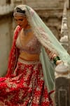 Buy_Nitika Gujral_Red Silk, Net Beads, Zari, Sequins, Stones, Embroidery Raw Bridal Lehenga Set _Online_at_Aza_Fashions